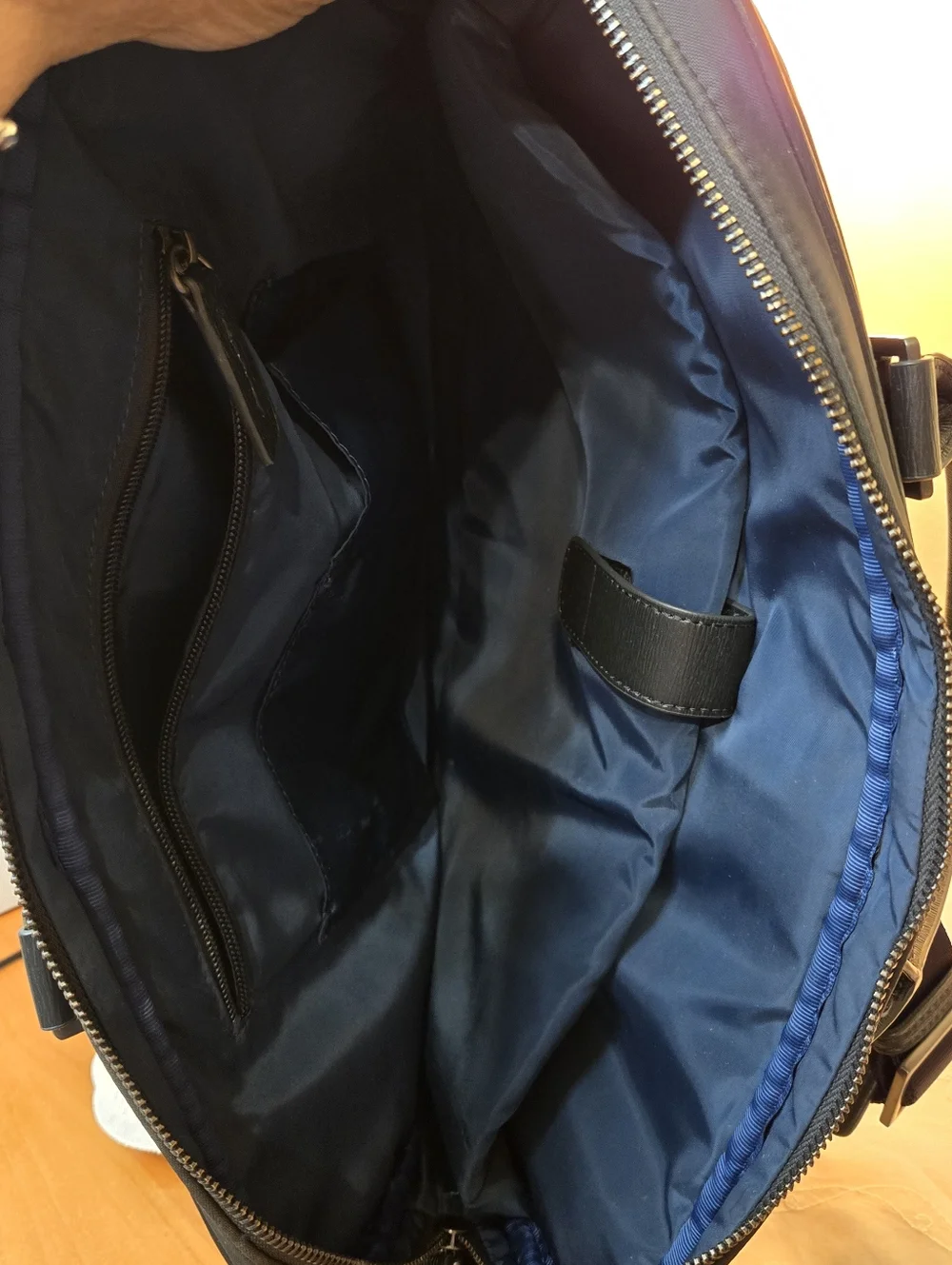 Ted Baker Men's Belgraves Laptop Bag Navy Nylon and Leather Laptop Briefcase